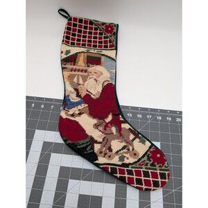 Christmas St Nicholas Santa Claus Stocking Needlepoint 20 Inch